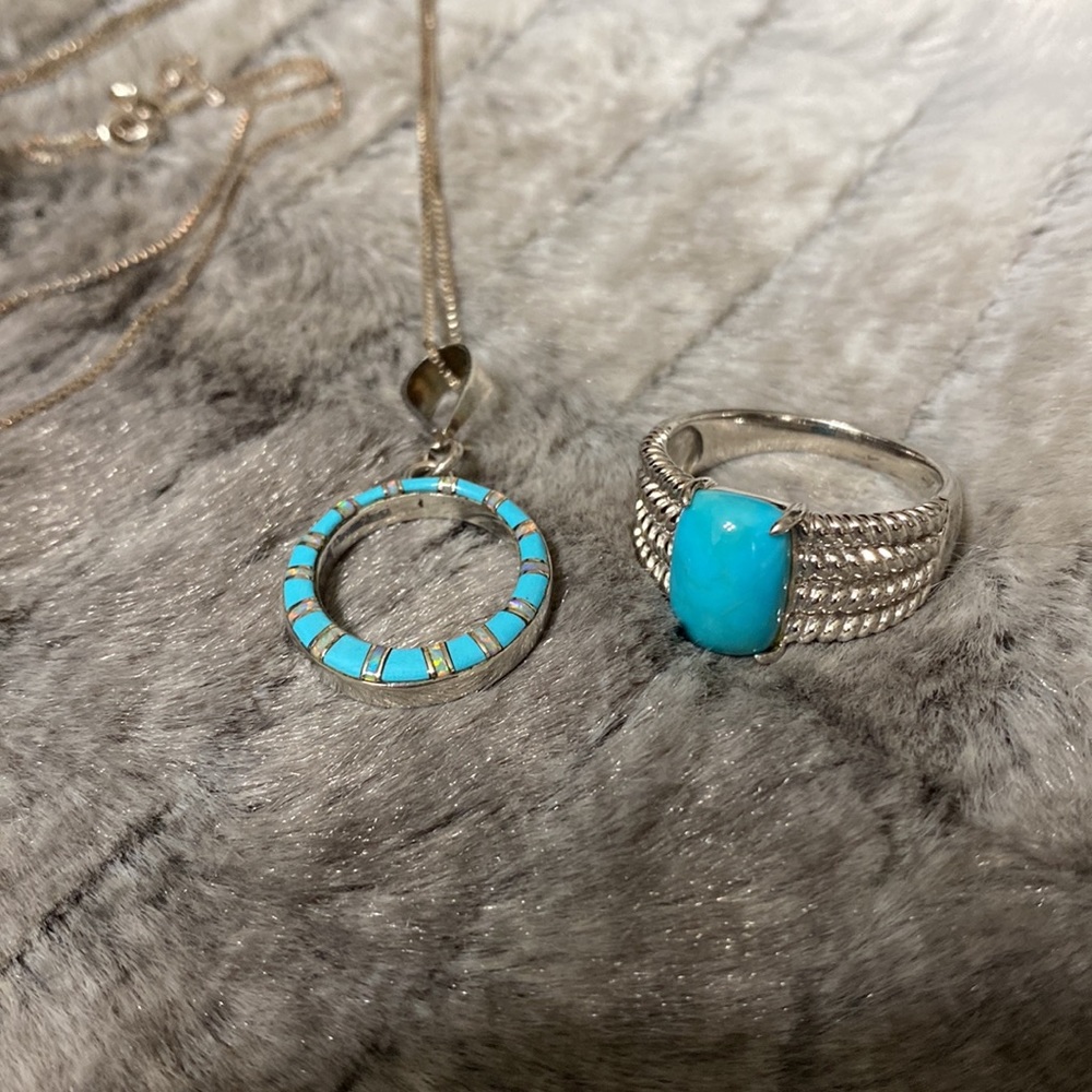 Sterling Silver Native American Ring And Necklace… - image 7